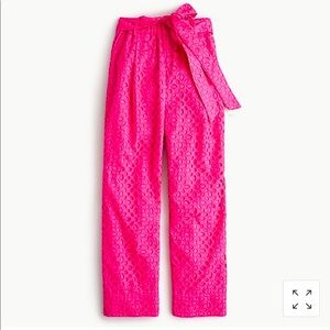 J Crew Pink Eyelet Wide Leg Pants NWT